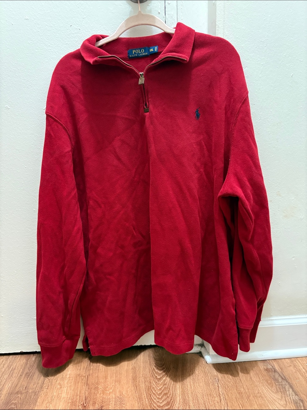 Polo Ralph Lauren Sweater Men XXL Pony Red Pullover 1/4 Zip Fleece Casual Rib